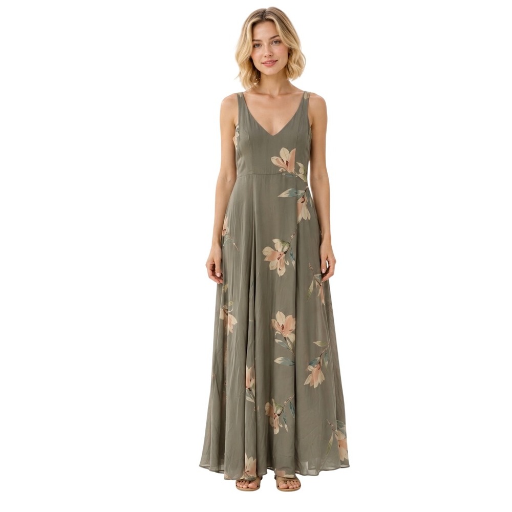 Show Me Your Mumu Jenn Maxi Dress Small Gray Floral Sleeveless Bridesmaid